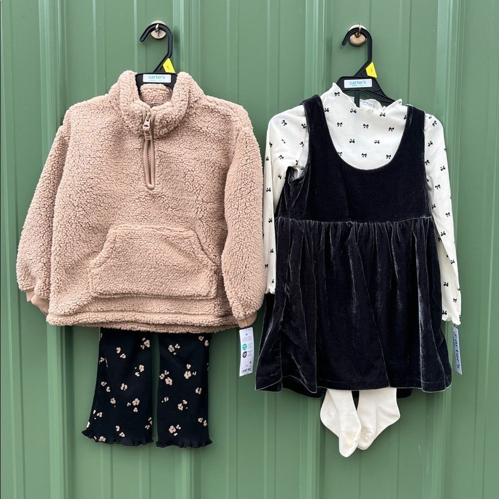 Toddler Dress SetβSherpa Top & Pants 5-Piece Set Size 2T
